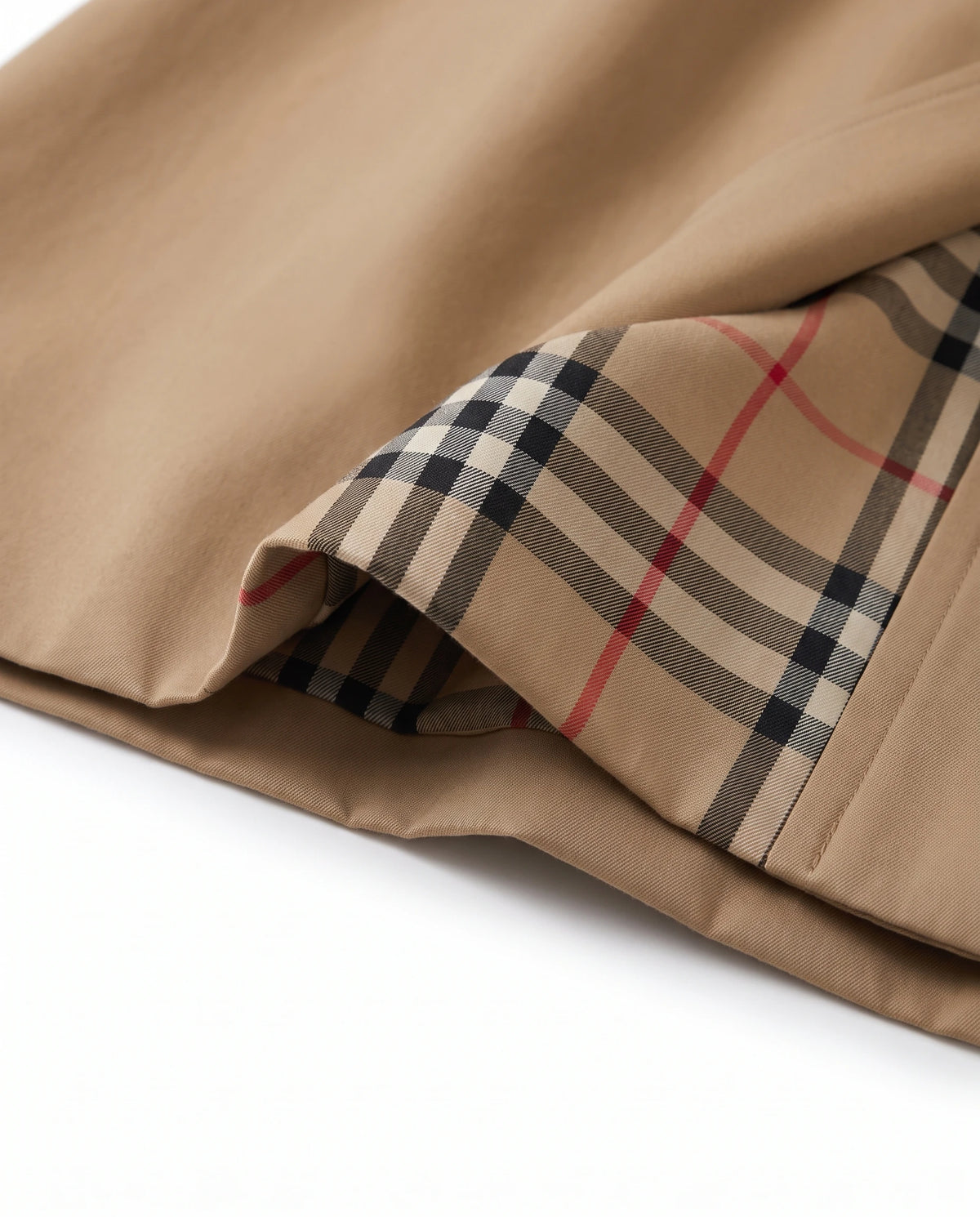 Women's Long Double-Breasted Belted Trench Coat - Francesca - Detail Plaid Lining