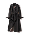 Women's Double-Breasted Belted Trench Coat - Francesca - Black