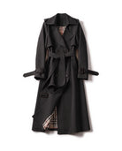 Women's Double-Breasted Belted Trench Coat - Francesca - Black