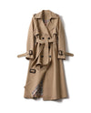 Women's Double-Breasted Belted Trench Coat - Francesca - Brown