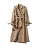 Women's Double-Breasted Belted Trench Coat - Francesca - Brown
