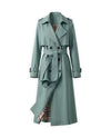Women's Double-Breasted Belted Trench Coat - Francesca - Green