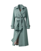 Women's Double-Breasted Belted Trench Coat - Francesca - Green