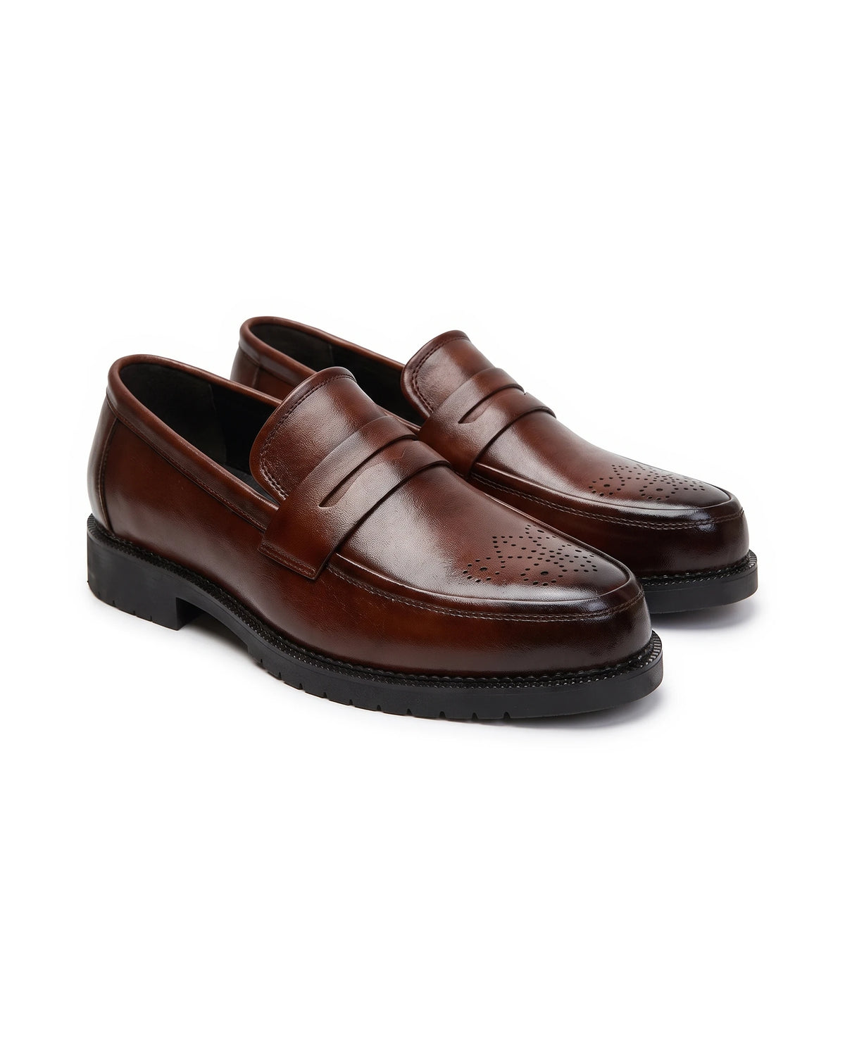 Men's Brogue Penny Loafers - Herbert - Brown