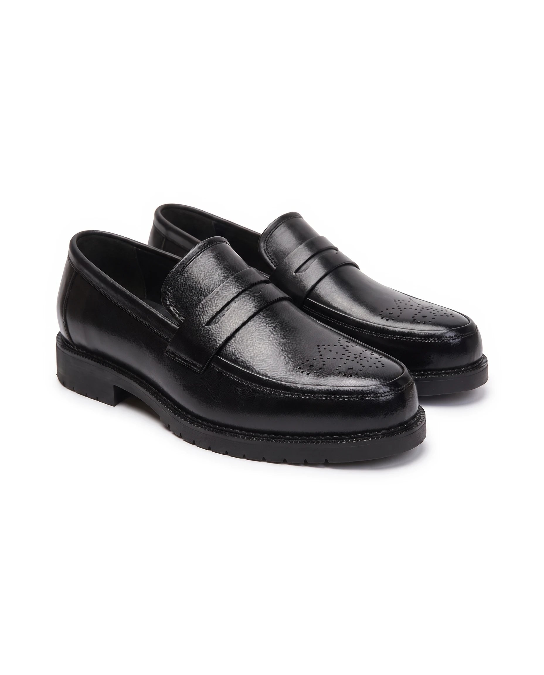 Men's Brogue Penny Loafers - Herbert - Black