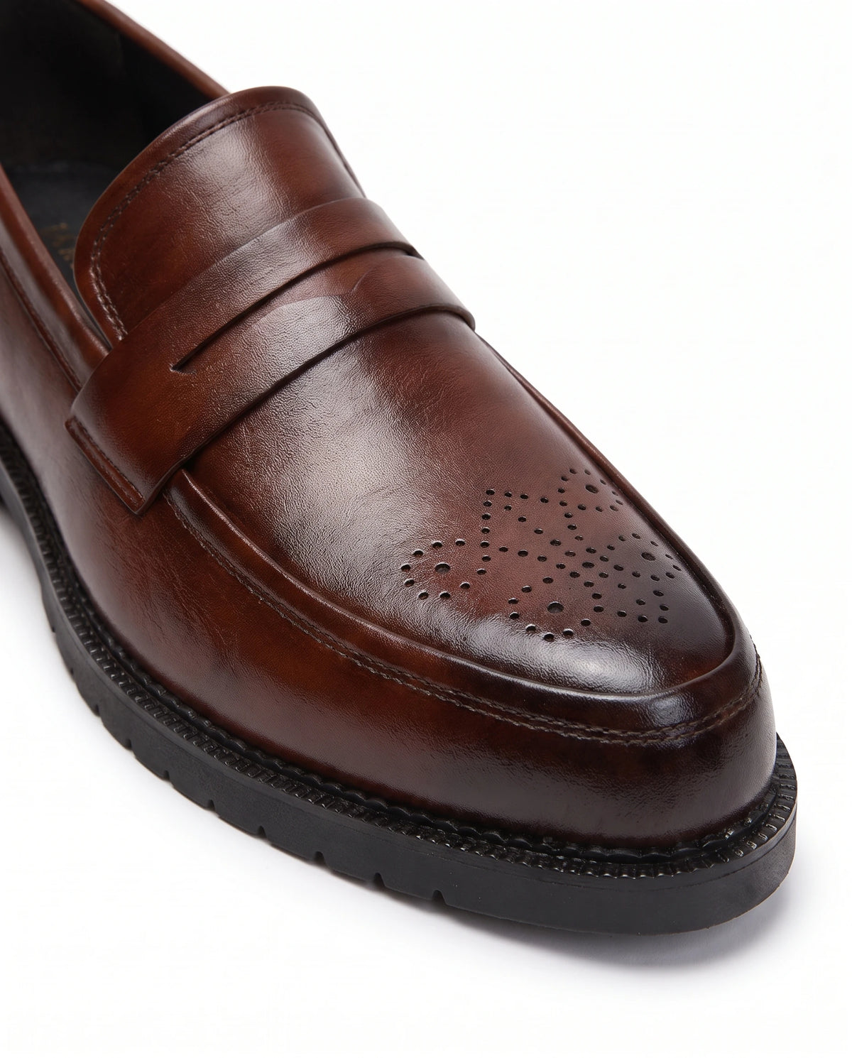 Men's Brogue Penny Loafers - Herbert - Detail Toe and Vamp