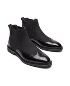 Men's Suede Wingtip Chelsea Boots - Homer - Black