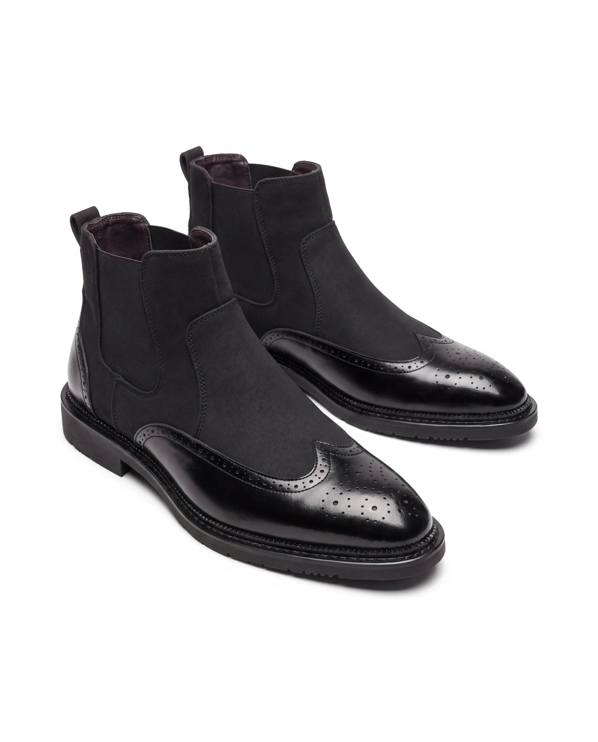 Men's Suede Wingtip Chelsea Boots - Homer - Black