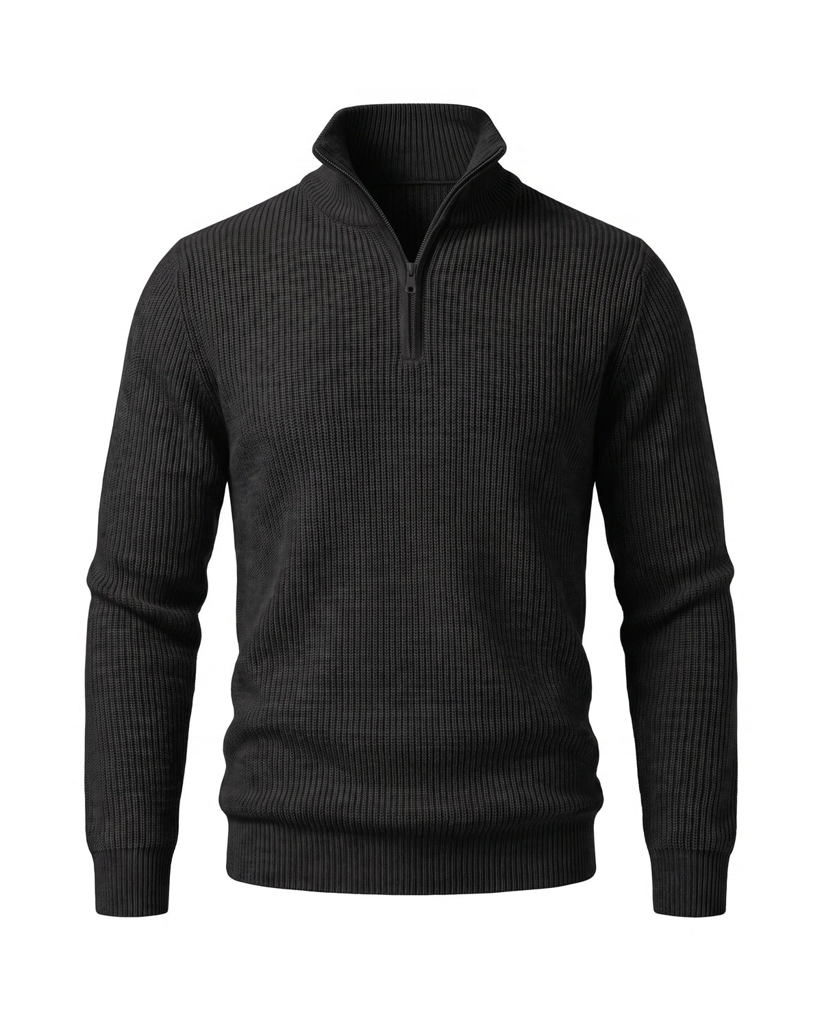 Men's Merino Wool Quarter-Zip Sweater - Horace - Black