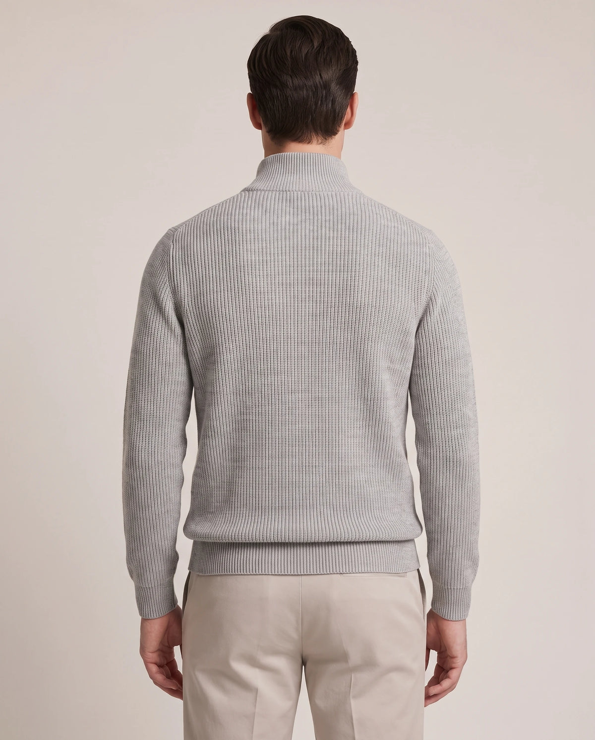 Men's Merino Wool Quarter-Zip Sweater - Horace - Model Back View