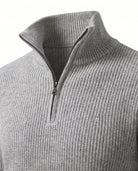 Men's Merino Wool Quarter-Zip Sweater - Horace - Detail Zip Collar