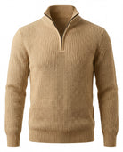 Men's Merino Wool Quarter-Zip Sweater - Horace - Beige