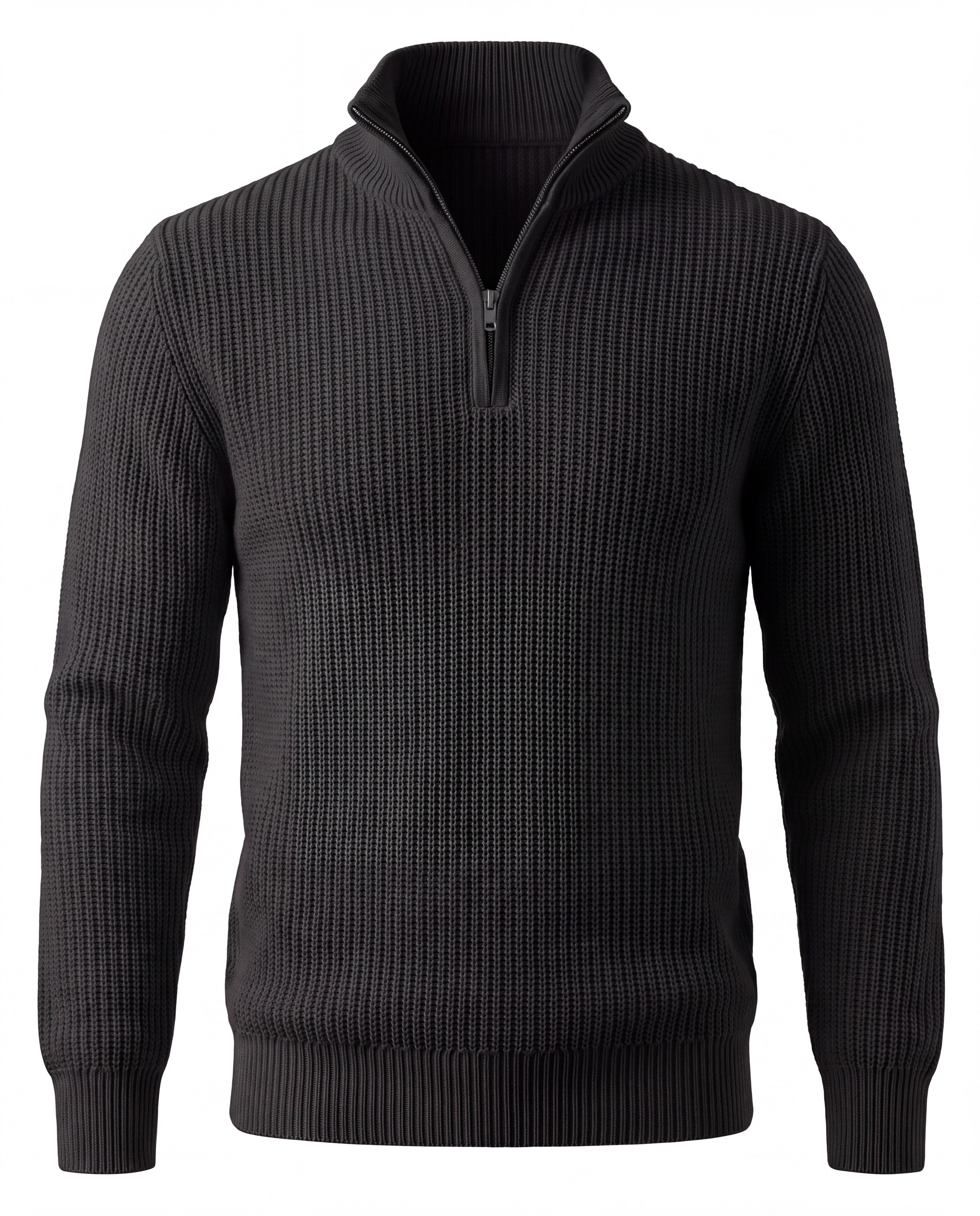 Men's Merino Wool Quarter-Zip Sweater - Horace - Black