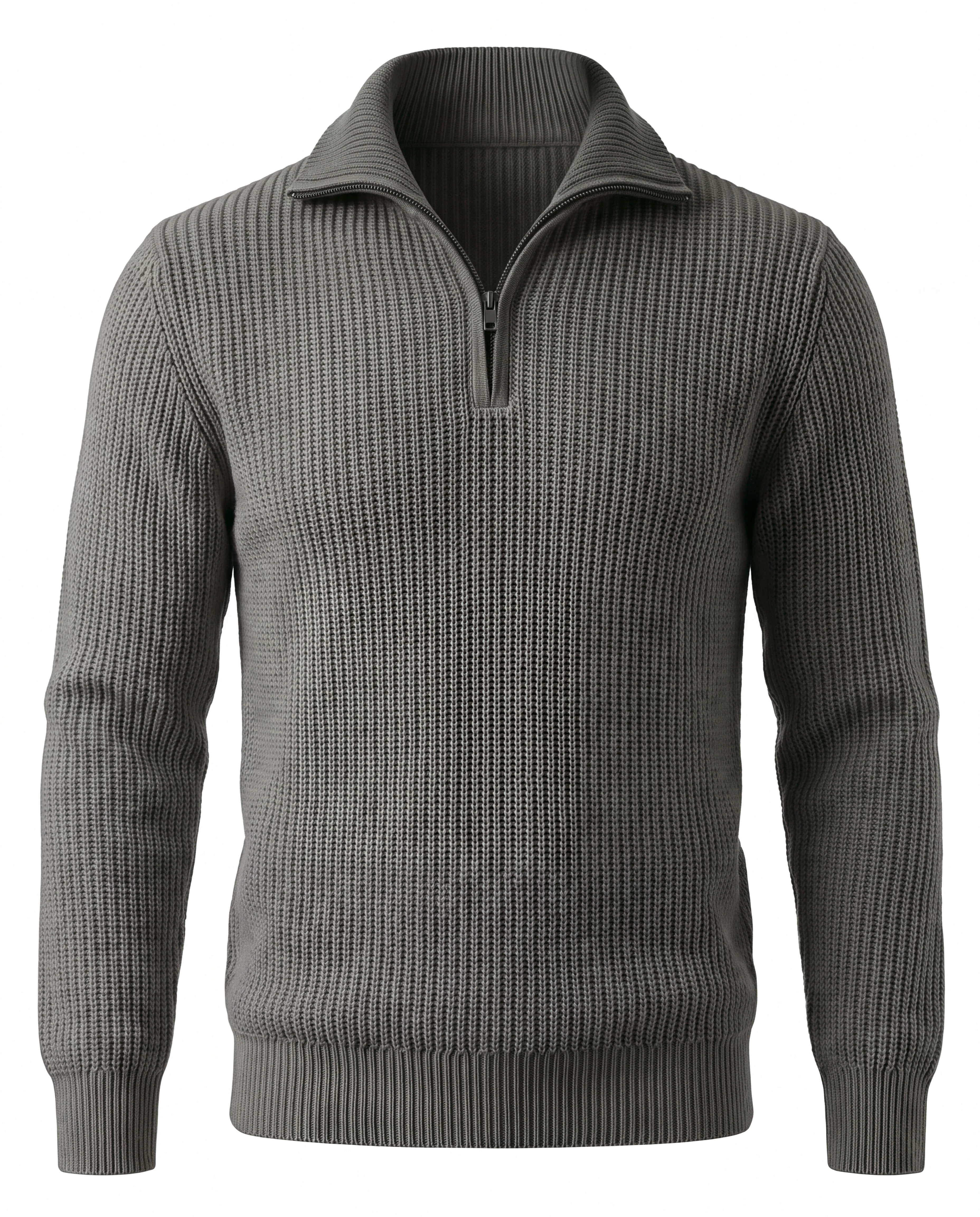 Men's Merino Wool Quarter-Zip Sweater - Horace - Dark Gray