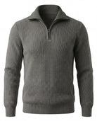 Men's Merino Wool Quarter-Zip Sweater - Horace - Dark Gray