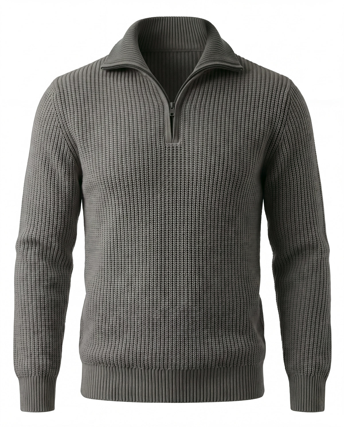 Men's Merino Wool Quarter-Zip Sweater - Horace - Dark Gray