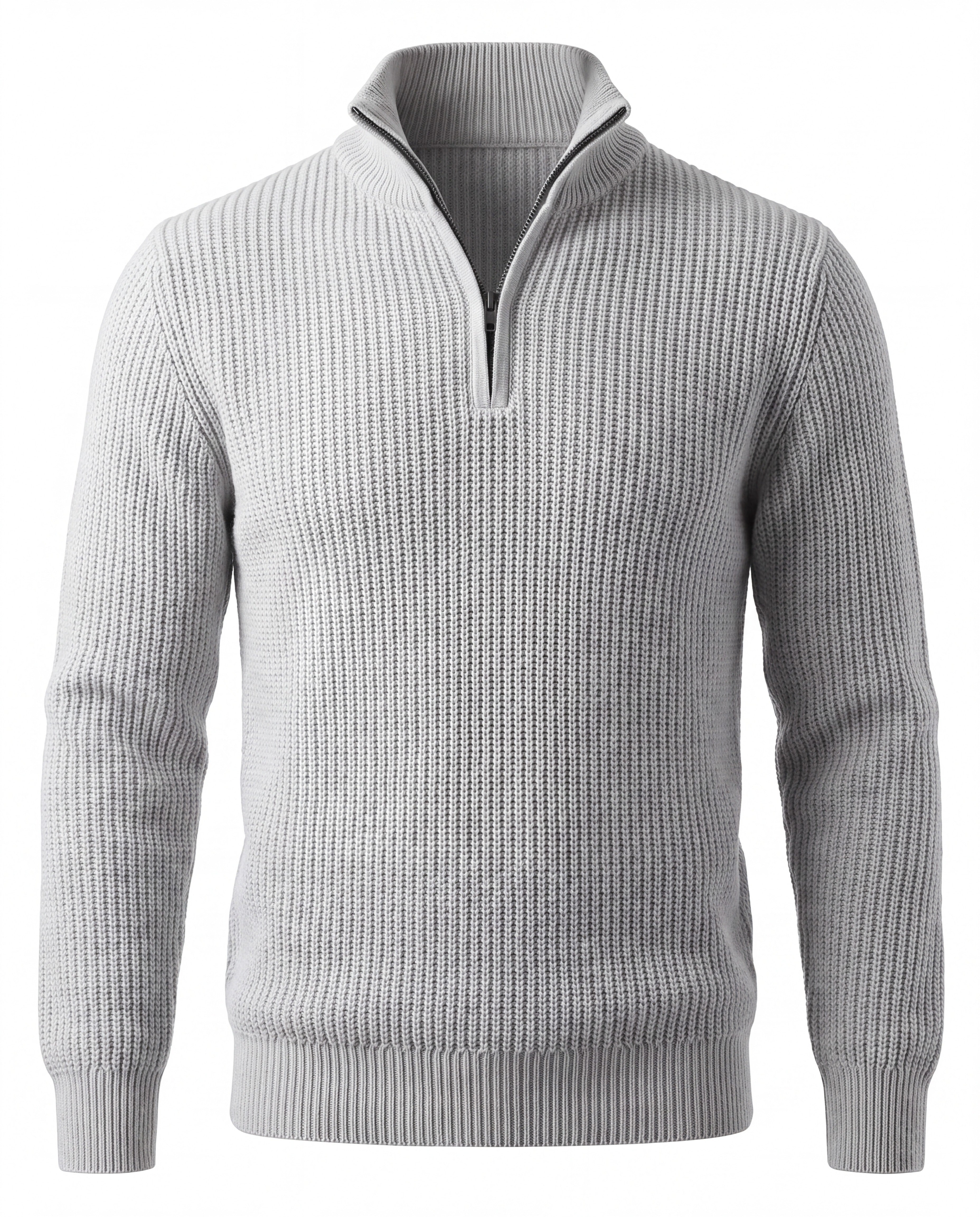 Men's Merino Wool Quarter-Zip Sweater - Horace - Gray