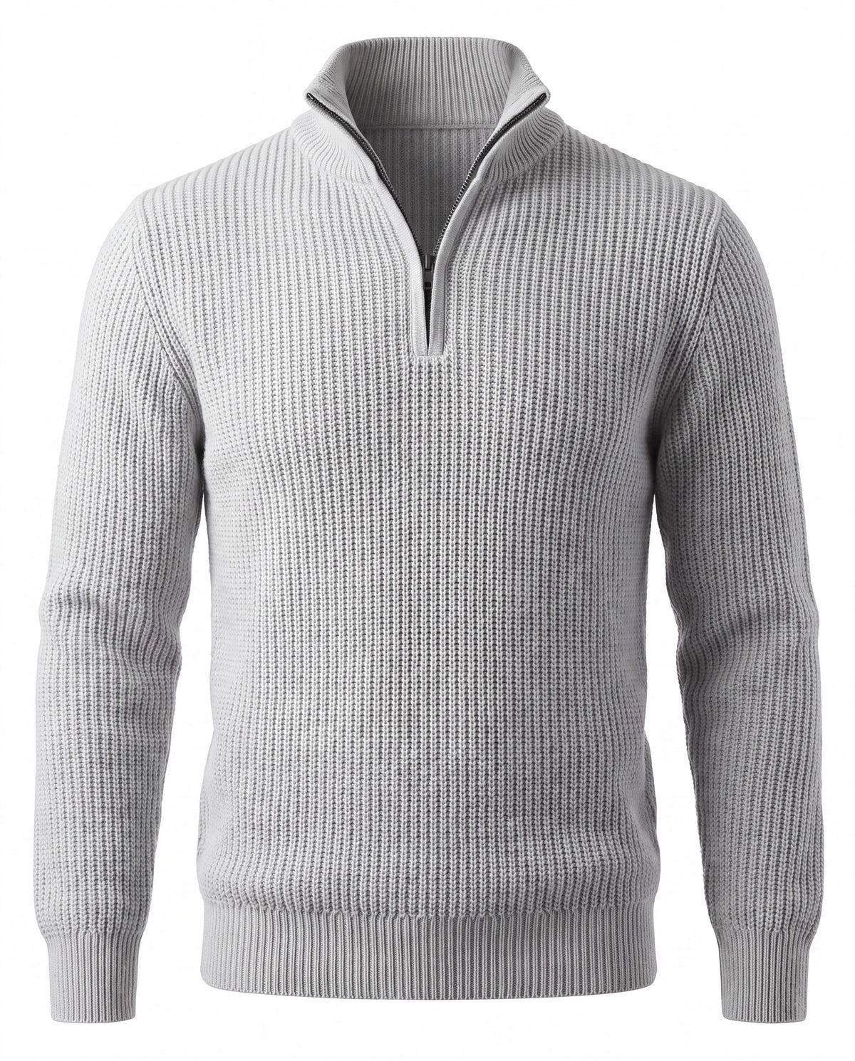 Men's Merino Wool Quarter-Zip Sweater - Horace - Gray