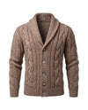 Men's Merino Wool Shawl Collar Cardigan - Jamal - Camel