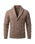 Men's Merino Wool Shawl Collar Cardigan - Jamal - Camel