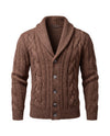 Men's Merino Wool Shawl Collar Cardigan - Jamal - Brown