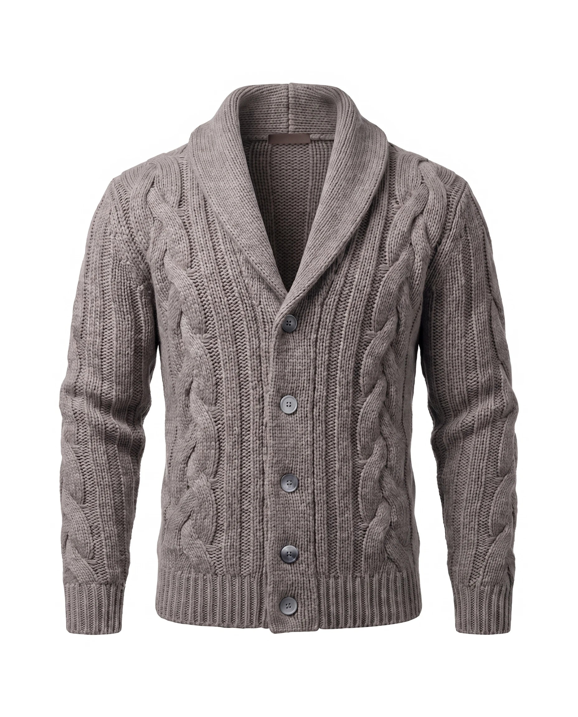 Men's Merino Wool Shawl Collar Cardigan - Jamal - Gray