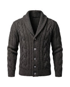 Men's Merino Wool Shawl Collar Cardigan - Jamal - Black