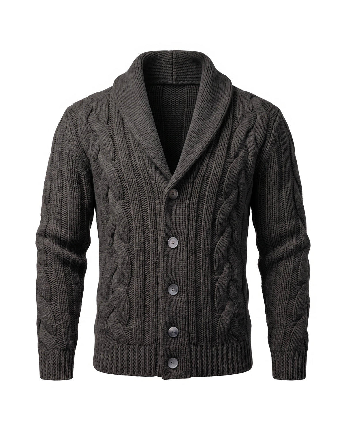 Men's Merino Wool Shawl Collar Cardigan - Jamal - Black