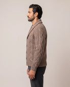 Men's Merino Wool Shawl Collar Cardigan - Jamal - Model Side View