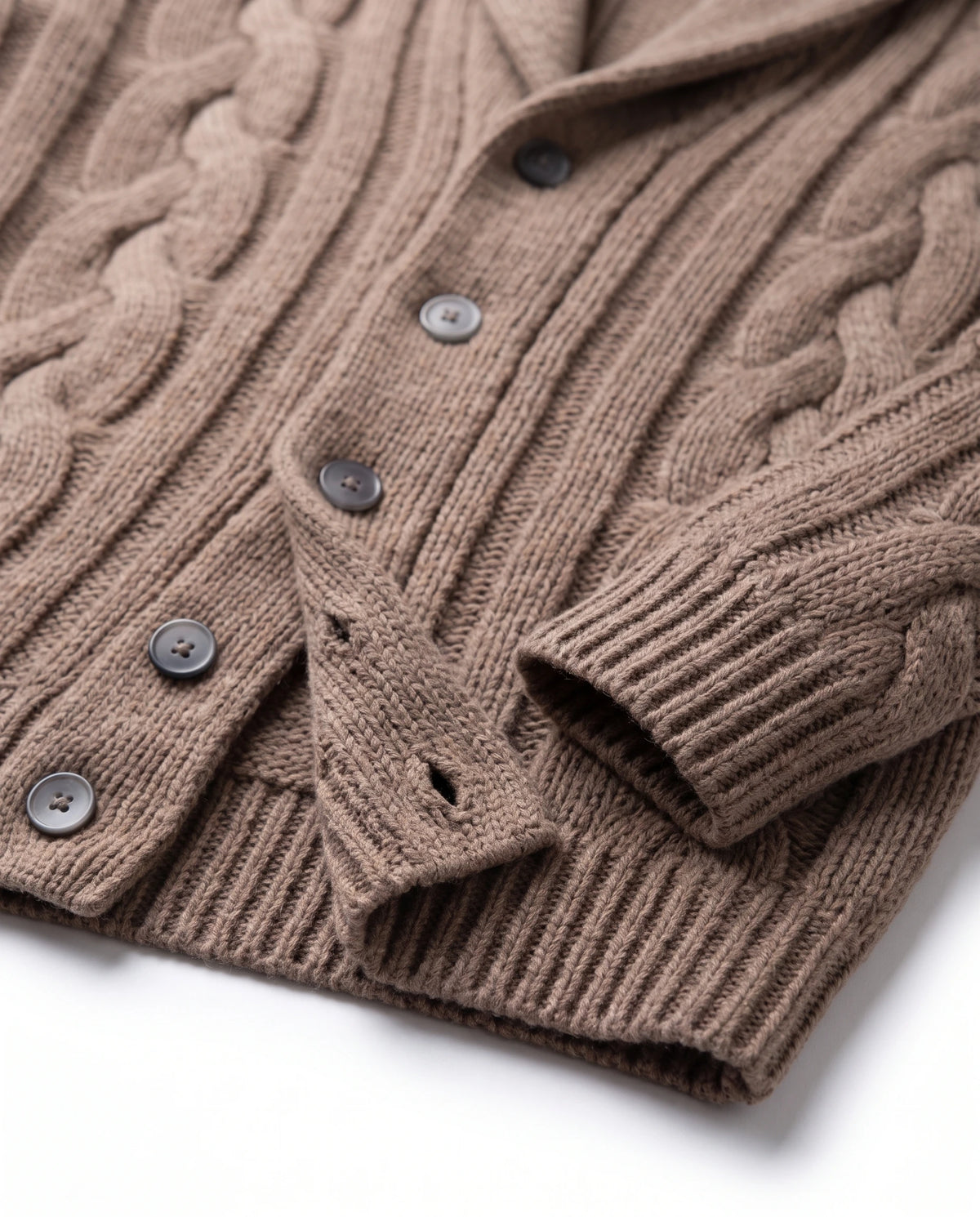 Men's Merino Wool Shawl Collar Cardigan - Jamal - Detail Buttons and Cuff