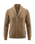 Men's Merino Wool Shawl Collar Cardigan - Jamal - Beige