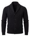 Men's Merino Wool Shawl Collar Cardigan - Jamal - Black