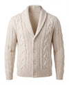 Men's Merino Wool Shawl Collar Cardigan - Jamal - White