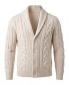 Men's Merino Wool Shawl Collar Cardigan - Jamal - White