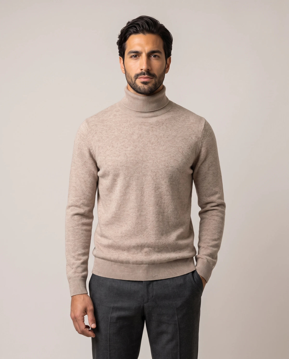 Men's Wool Turtleneck Sweater - Jeremy - Model Front View