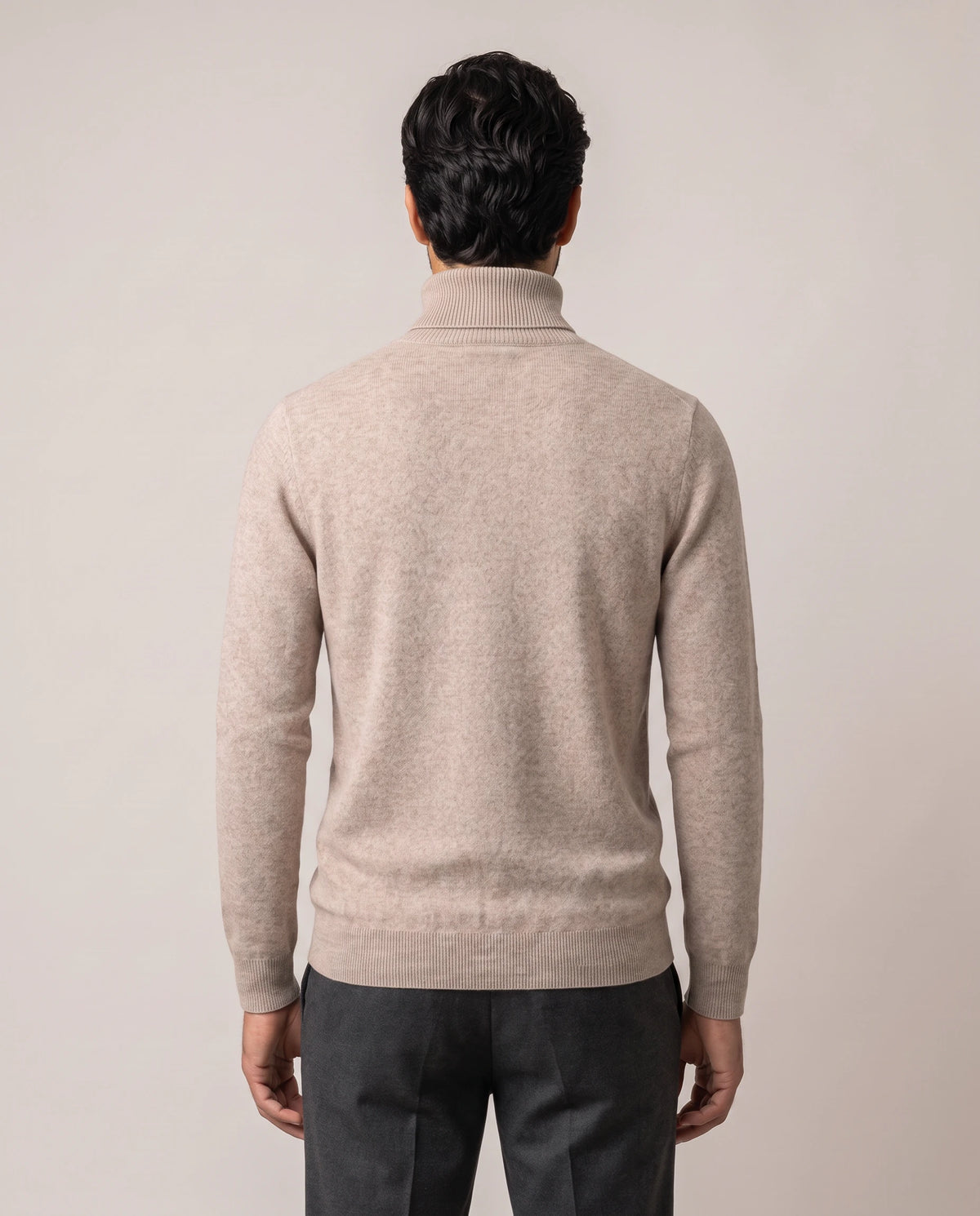 Men's Wool Turtleneck Sweater - Jeremy - Model Back View