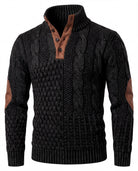 Men's Cable Knit Elbow Patch Sweater - Jeremy - Black