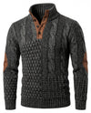 Men's Cable Knit Elbow Patch Sweater - Jeremy - Dark Gray