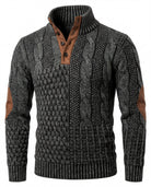 Men's Cable Knit Elbow Patch Sweater - Jeremy - Dark Gray