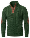 Men's Cable Knit Elbow Patch Sweater - Jeremy - Green