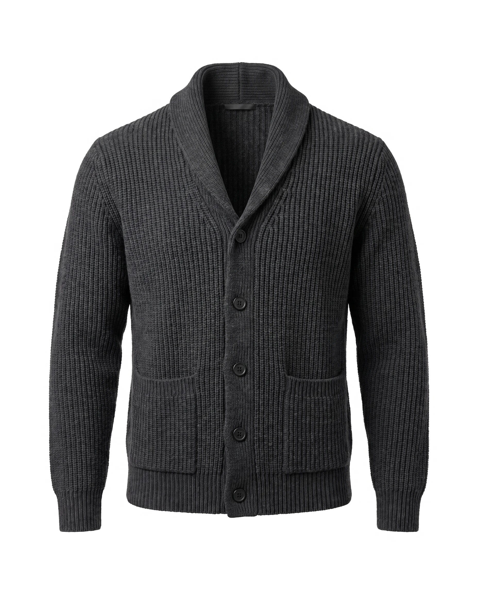 Men's Cashmere Shawl Collar Cardigan - Jermaine - Dark Gray