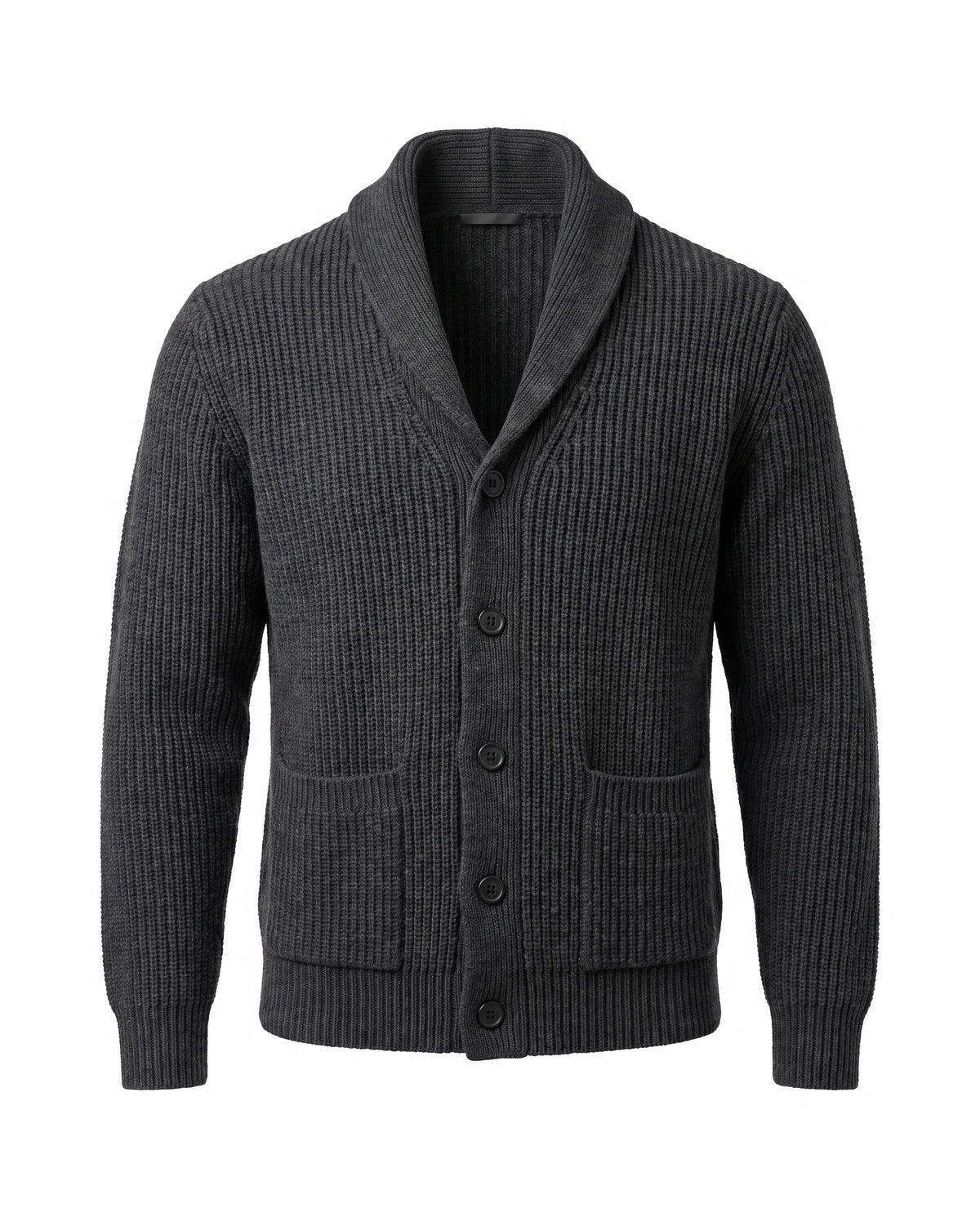 Men's Cashmere Shawl Collar Cardigan - Jermaine - Dark Gray