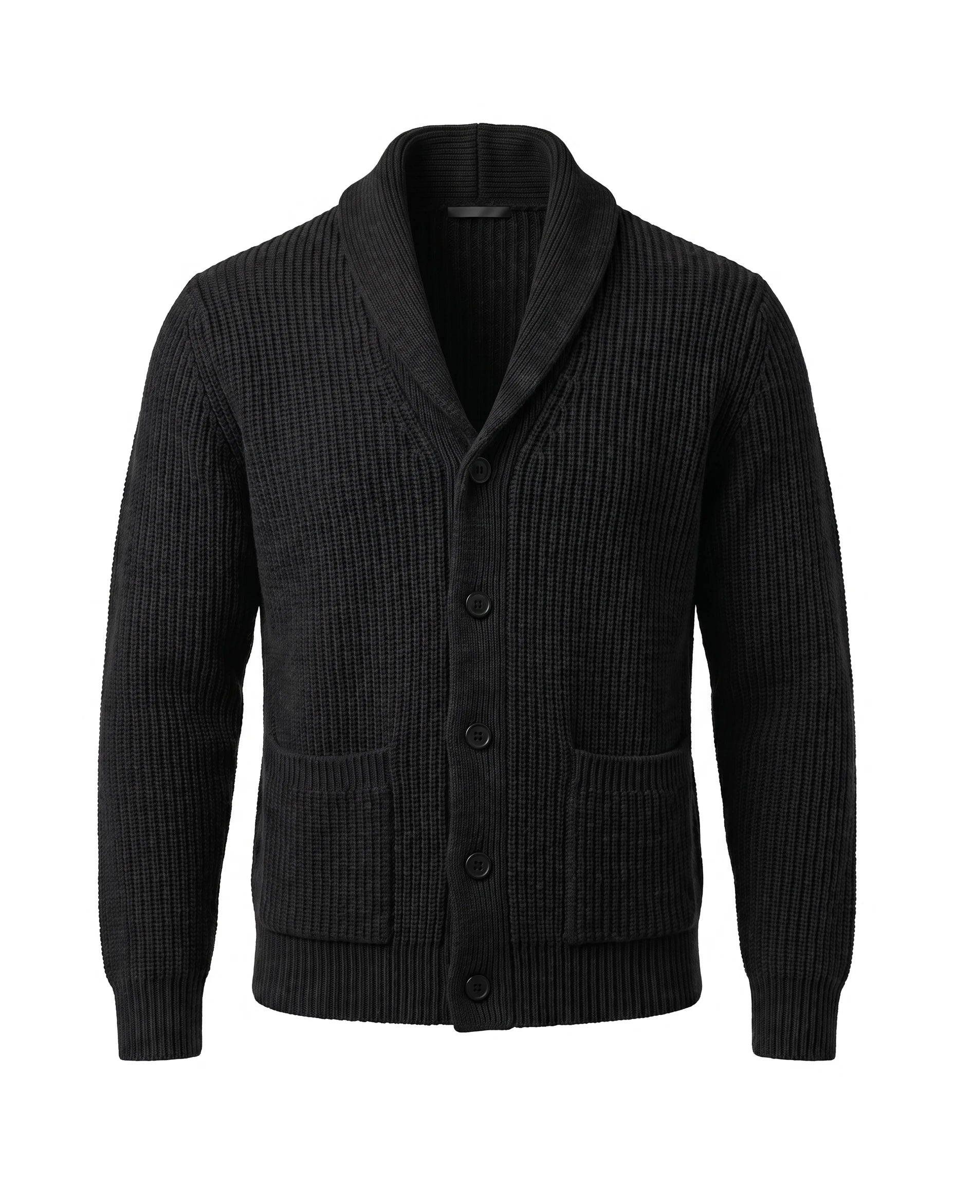 Men's Cashmere Shawl Collar Cardigan - Jermaine - Black