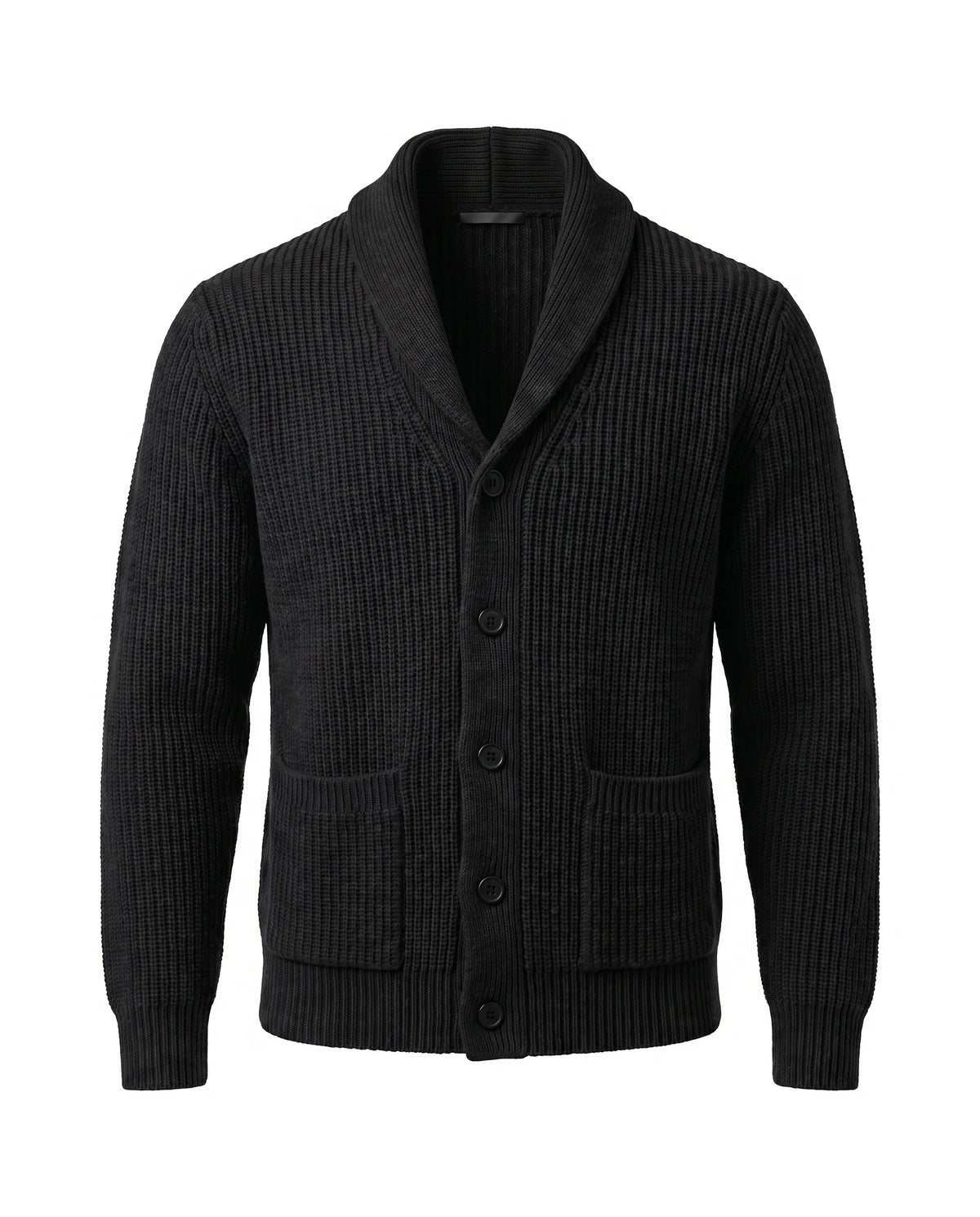 Men's Cashmere Shawl Collar Cardigan - Jermaine - Black