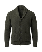 Men's Cashmere Shawl Collar Cardigan - Jermaine - Olive Green