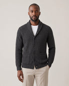 Men's Cashmere Shawl Collar Cardigan - Jermaine - Model Front View