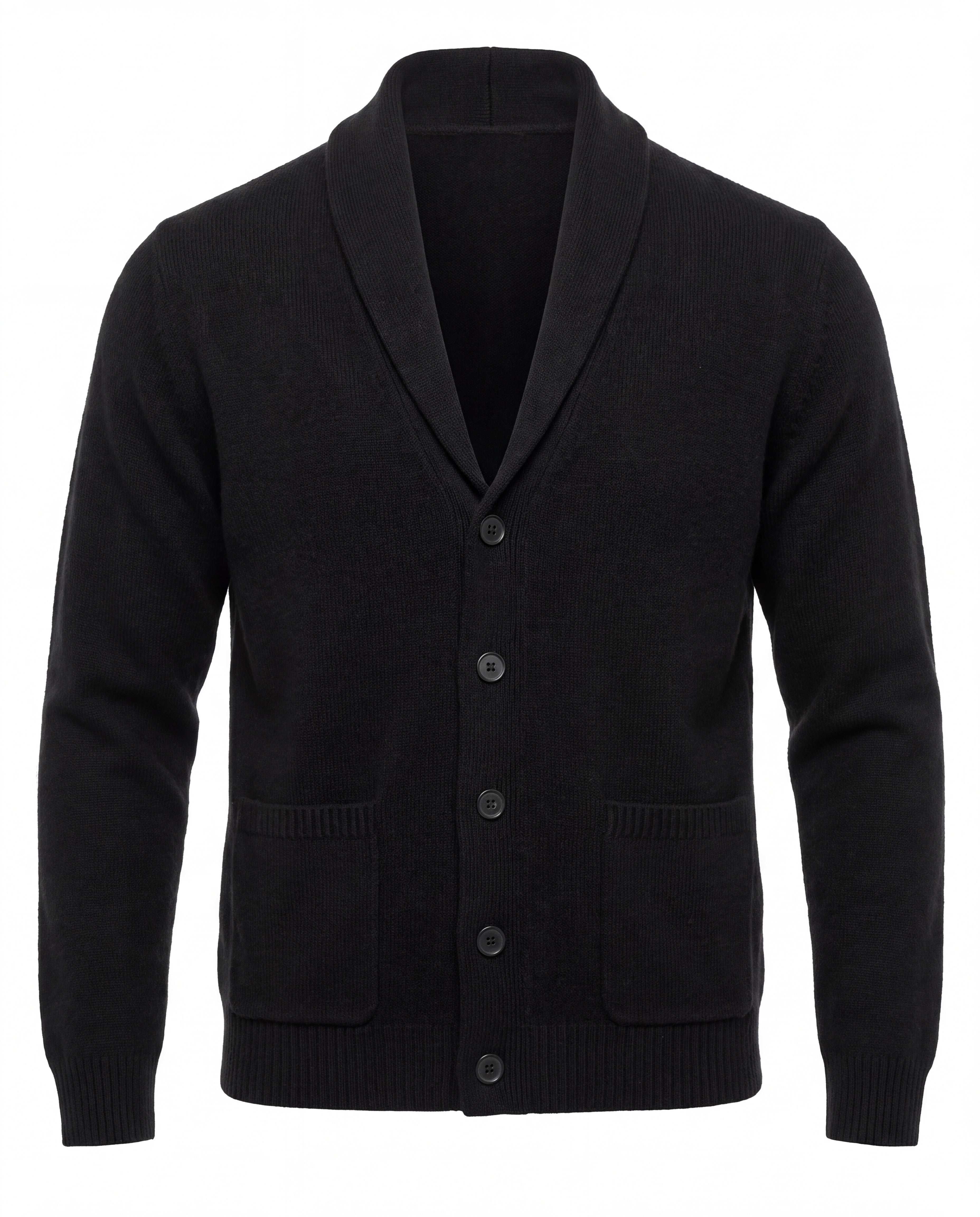Men's Cashmere Shawl Collar Cardigan - Jermaine - Black