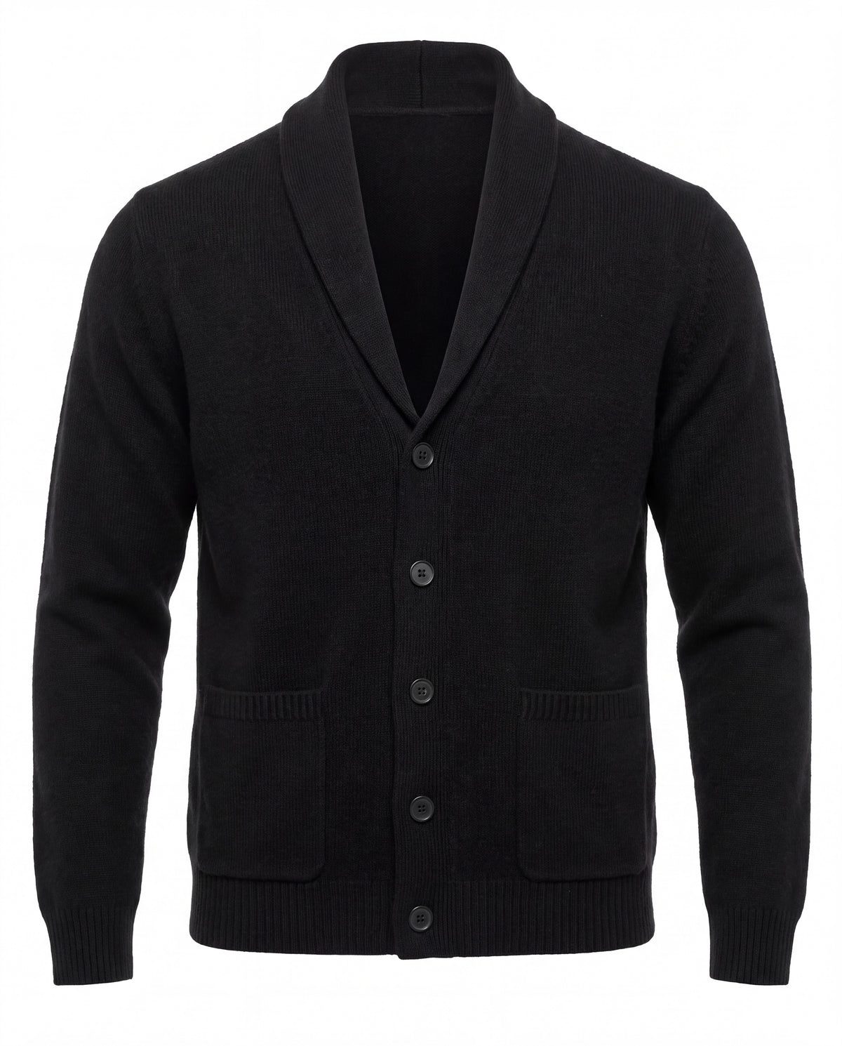 Men's Cashmere Shawl Collar Cardigan - Jermaine - Black