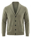Men's Cashmere Shawl Collar Cardigan - Jermaine - Olive Green