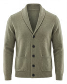 Men's Cashmere Shawl Collar Cardigan - Jermaine - Olive Green